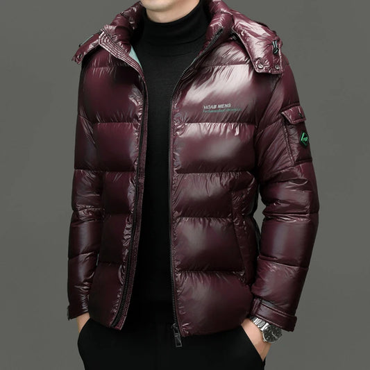 2025 Winter New High Quality Men's Bright Face Warm and Thick Windproof Down Cotton Coat Cotton Jacket Short Casual Comfortable