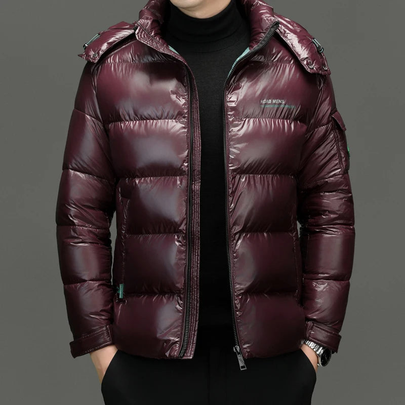 2025 Winter New High Quality Men's Bright Face Warm and Thick Windproof Down Cotton Coat Cotton Jacket Short Casual Comfortable