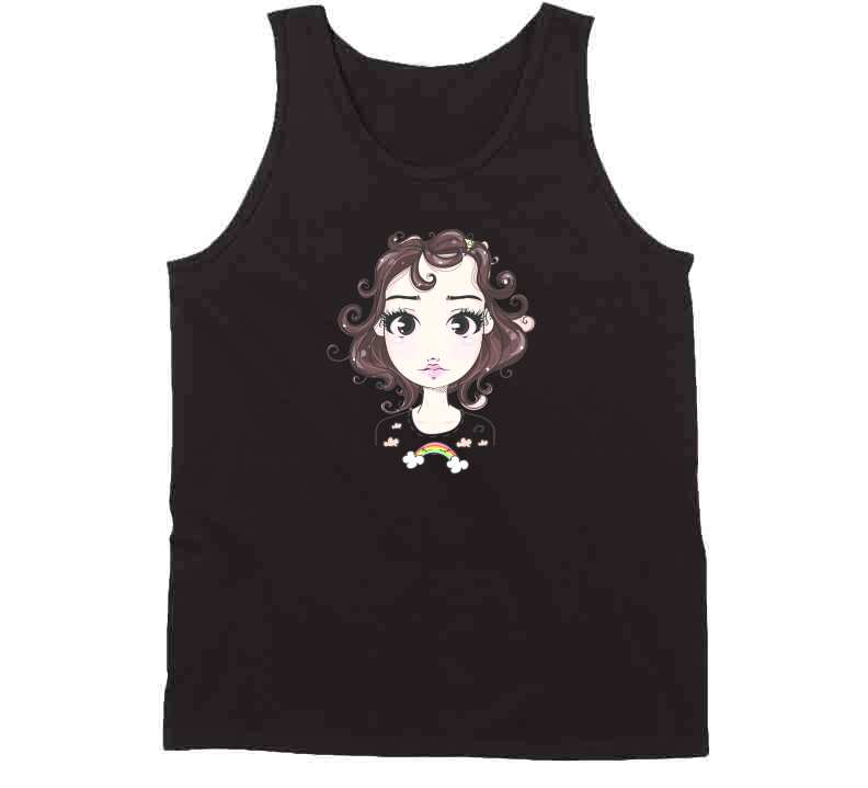 Cute Fashion Teen Girl Little Miss Fashion Girl with Rainbow Cartoon Character