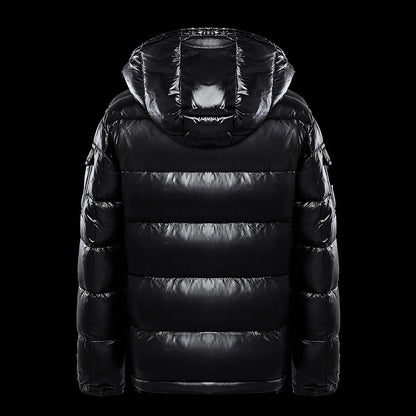 Men's Down Jacket Casual Black Glossy Couple Unisex Hooded Puffer Outwears Mens Lightweight Warm Thickened Bread Padded Coat