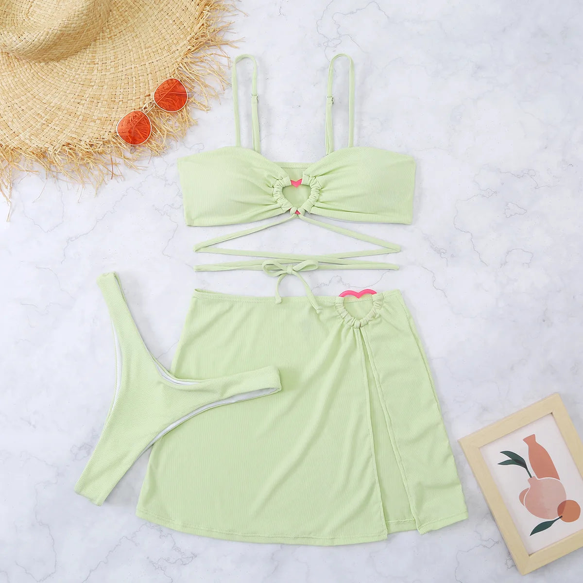 Brazilian Thong Bikini 2025 Women With Skirt Sexy Swimwear Female Padded Swimsuit Push Up Beachwear Bathing Suit Biquini Summer