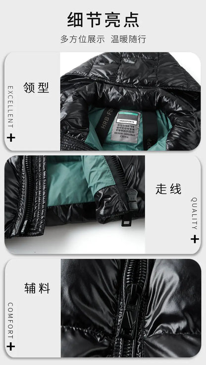 2025 Winter New High Quality Men's Bright Face Warm and Thick Windproof Down Cotton Coat Cotton Jacket Short Casual Comfortable