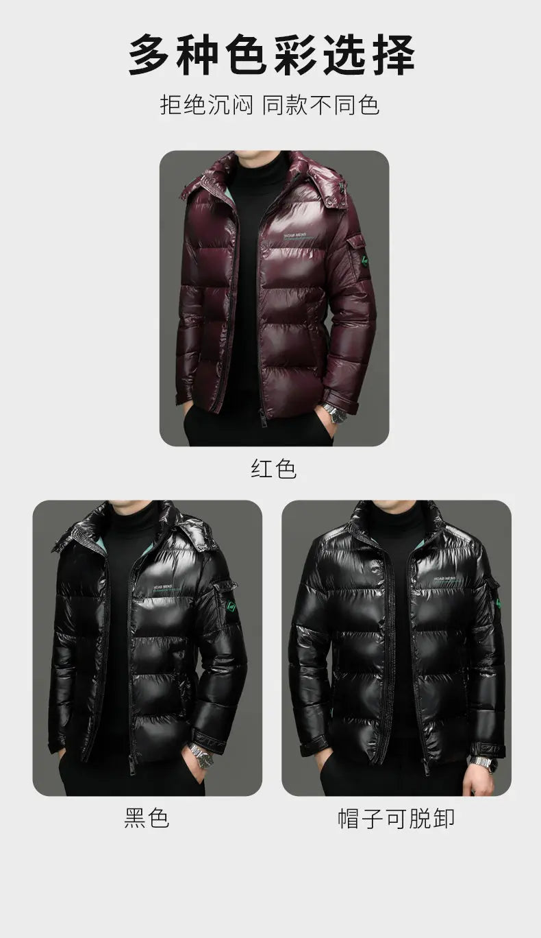 2025 Winter New High Quality Men's Bright Face Warm and Thick Windproof Down Cotton Coat Cotton Jacket Short Casual Comfortable