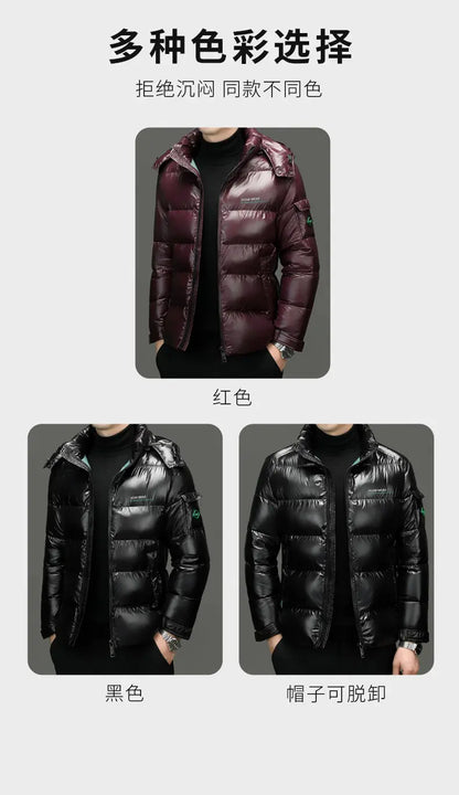 2025 Winter New High Quality Men's Bright Face Warm and Thick Windproof Down Cotton Coat Cotton Jacket Short Casual Comfortable