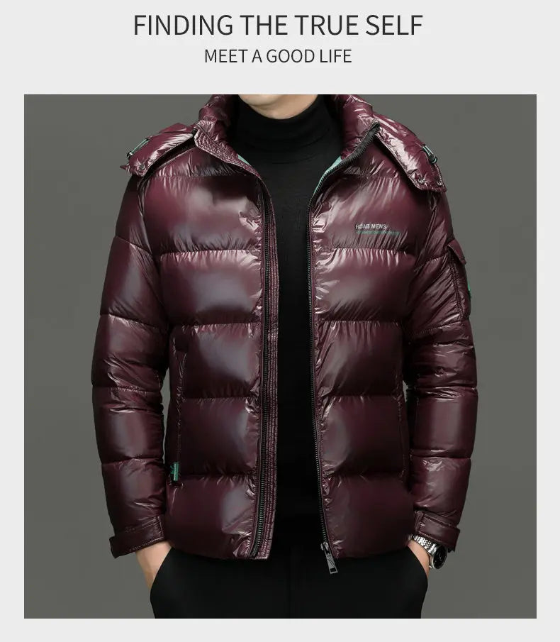 2025 Winter New High Quality Men's Bright Face Warm and Thick Windproof Down Cotton Coat Cotton Jacket Short Casual Comfortable