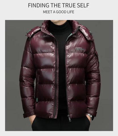 2025 Winter New High Quality Men's Bright Face Warm and Thick Windproof Down Cotton Coat Cotton Jacket Short Casual Comfortable