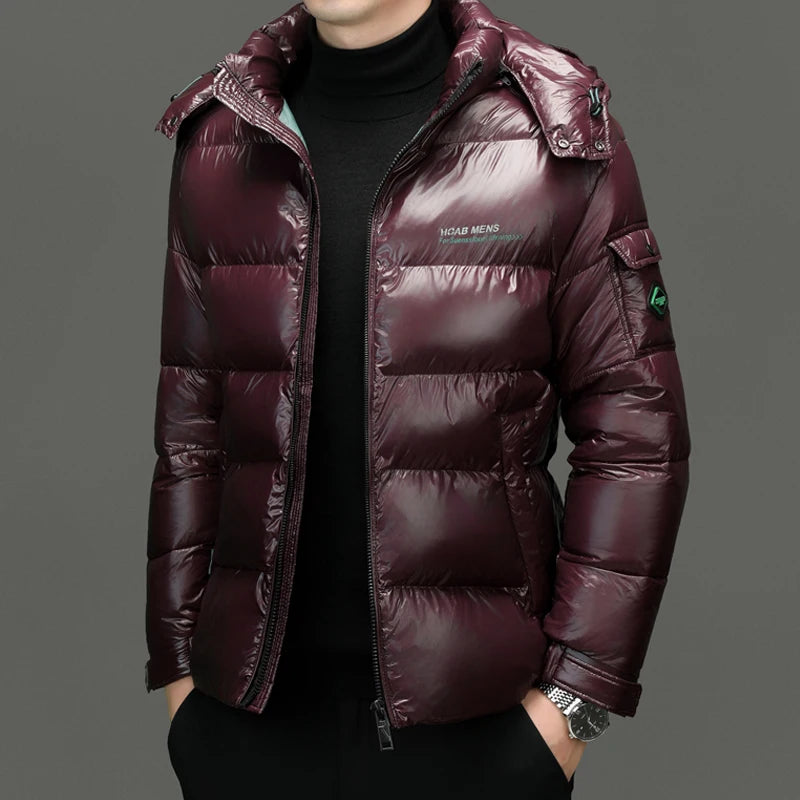 2025 Winter New High Quality Men's Bright Face Warm and Thick Windproof Down Cotton Coat Cotton Jacket Short Casual Comfortable
