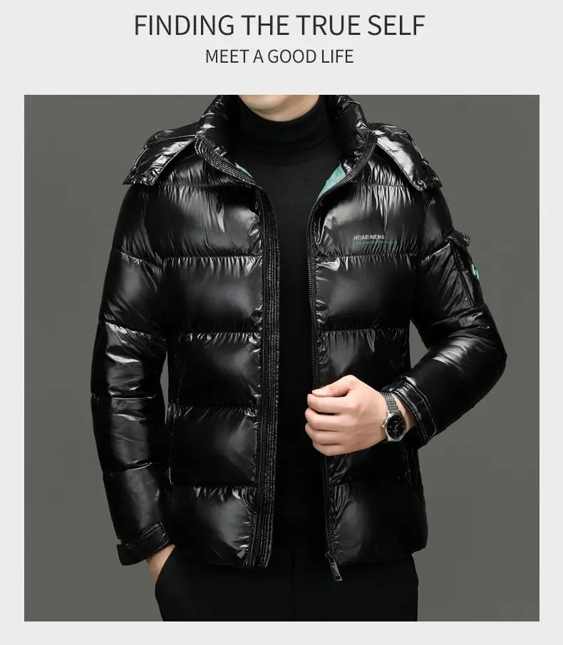 2025 Winter New High Quality Men's Bright Face Warm and Thick Windproof Down Cotton Coat Cotton Jacket Short Casual Comfortable