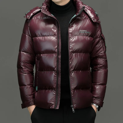 2025 Winter New High Quality Men's Bright Face Warm and Thick Windproof Down Cotton Coat Cotton Jacket Short Casual Comfortable