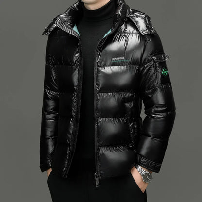 2025 Winter New High Quality Men's Bright Face Warm and Thick Windproof Down Cotton Coat Cotton Jacket Short Casual Comfortable