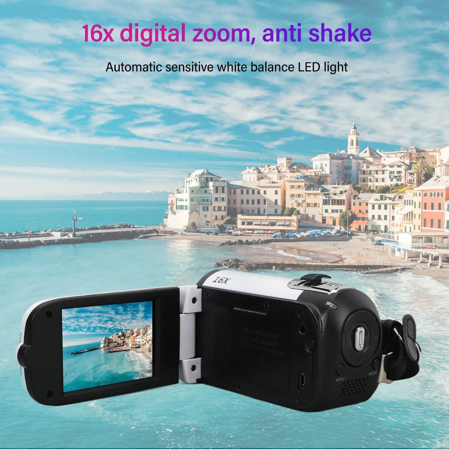 HD Digital Camera 16 MP Anti Shake 2.7 Inch Screen 16X Digital Zoom 1080P Vlog Video Camera for Travel Video Recorder Camera