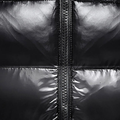 Men's Down Jacket Casual Black Glossy Couple Unisex Hooded Puffer Outwears Mens Lightweight Warm Thickened Bread Padded Coat