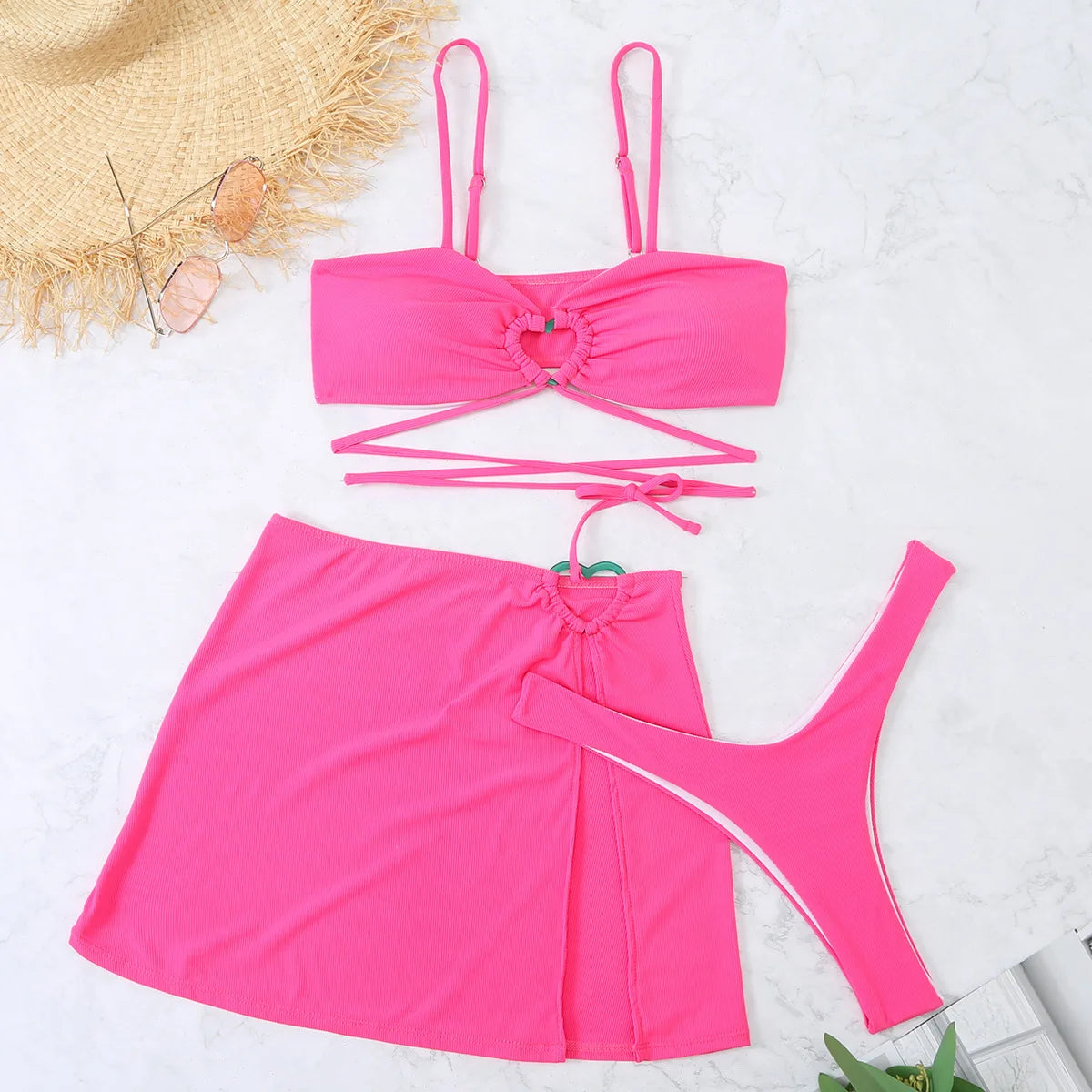 Brazilian Thong Bikini 2025 Women With Skirt Sexy Swimwear Female Padded Swimsuit Push Up Beachwear Bathing Suit Biquini Summer