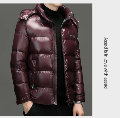 2025 Winter New High Quality Men's Bright Face Warm and Thick Windproof Down Cotton Coat Cotton Jacket Short Casual Comfortable