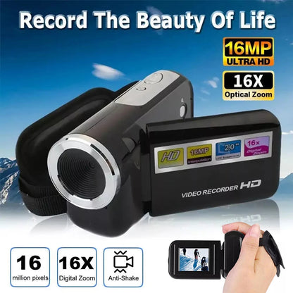 2.4 Inch HD Camera 1080P 16MP Digital Camera 2.4 Inch Rotatable Camcorder Video Recorder HD Video Camcorder