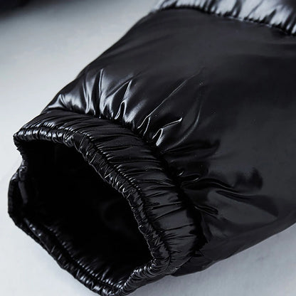 Men's Down Jacket Casual Black Glossy Couple Unisex Hooded Puffer Outwears Mens Lightweight Warm Thickened Bread Padded Coat