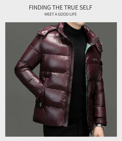 2025 Winter New High Quality Men's Bright Face Warm and Thick Windproof Down Cotton Coat Cotton Jacket Short Casual Comfortable
