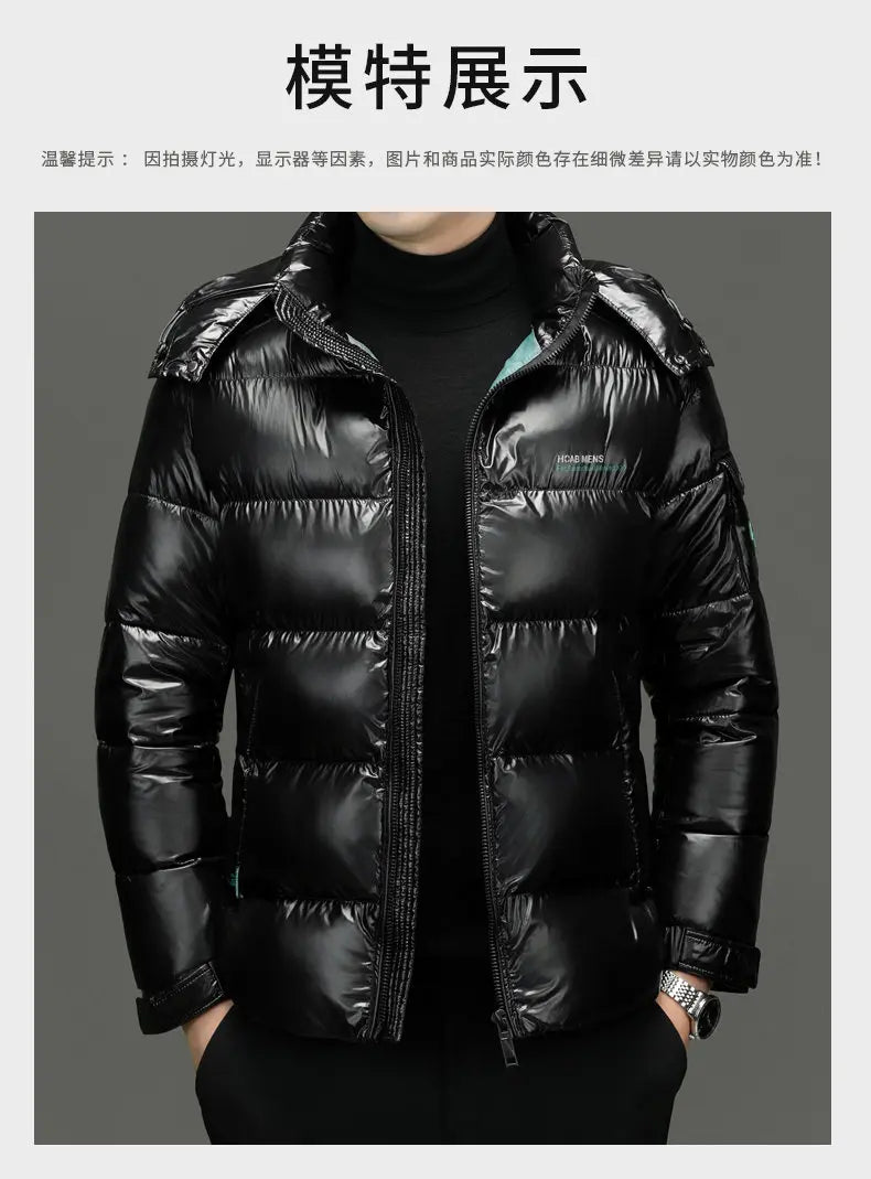 2025 Winter New High Quality Men's Bright Face Warm and Thick Windproof Down Cotton Coat Cotton Jacket Short Casual Comfortable