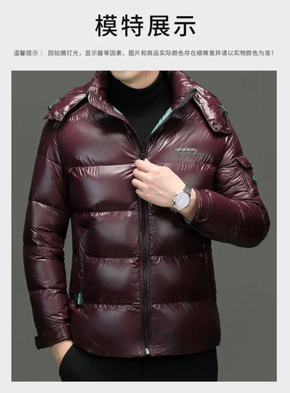 2025 Winter New High Quality Men's Bright Face Warm and Thick Windproof Down Cotton Coat Cotton Jacket Short Casual Comfortable