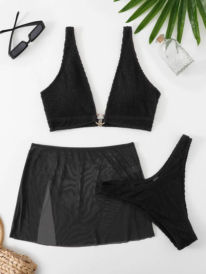 Brazilian Thong Bikini 2025 Women With Skirt Sexy Swimwear Female Padded Swimsuit Push Up Beachwear Bathing Suit Biquini Summer