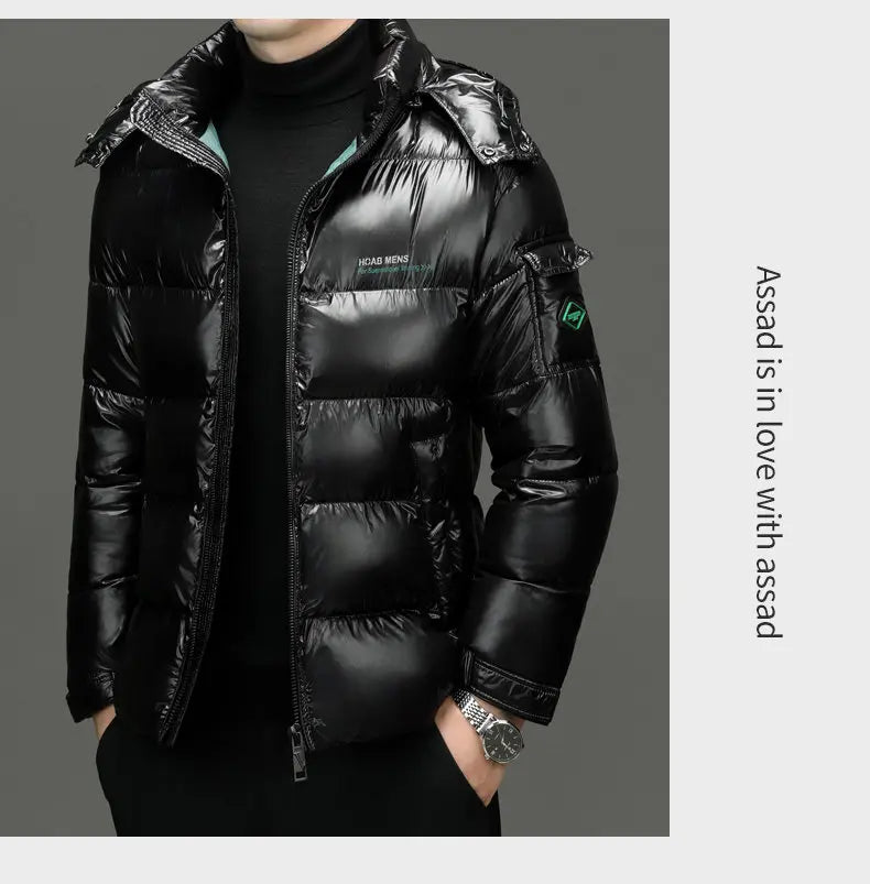 2025 Winter New High Quality Men's Bright Face Warm and Thick Windproof Down Cotton Coat Cotton Jacket Short Casual Comfortable