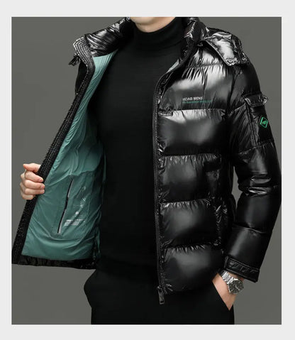 2025 Winter New High Quality Men's Bright Face Warm and Thick Windproof Down Cotton Coat Cotton Jacket Short Casual Comfortable