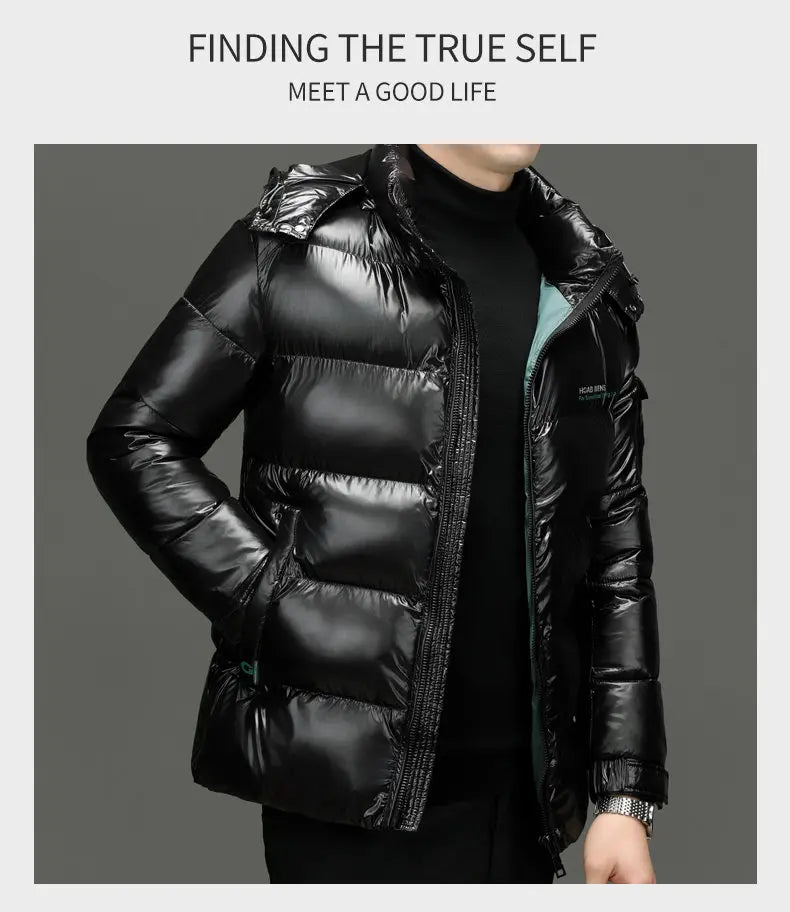 2025 Winter New High Quality Men's Bright Face Warm and Thick Windproof Down Cotton Coat Cotton Jacket Short Casual Comfortable