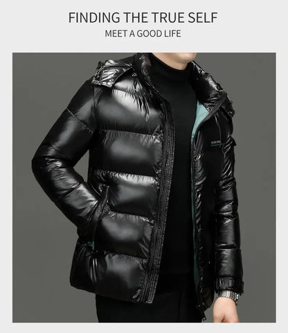 2025 Winter New High Quality Men's Bright Face Warm and Thick Windproof Down Cotton Coat Cotton Jacket Short Casual Comfortable