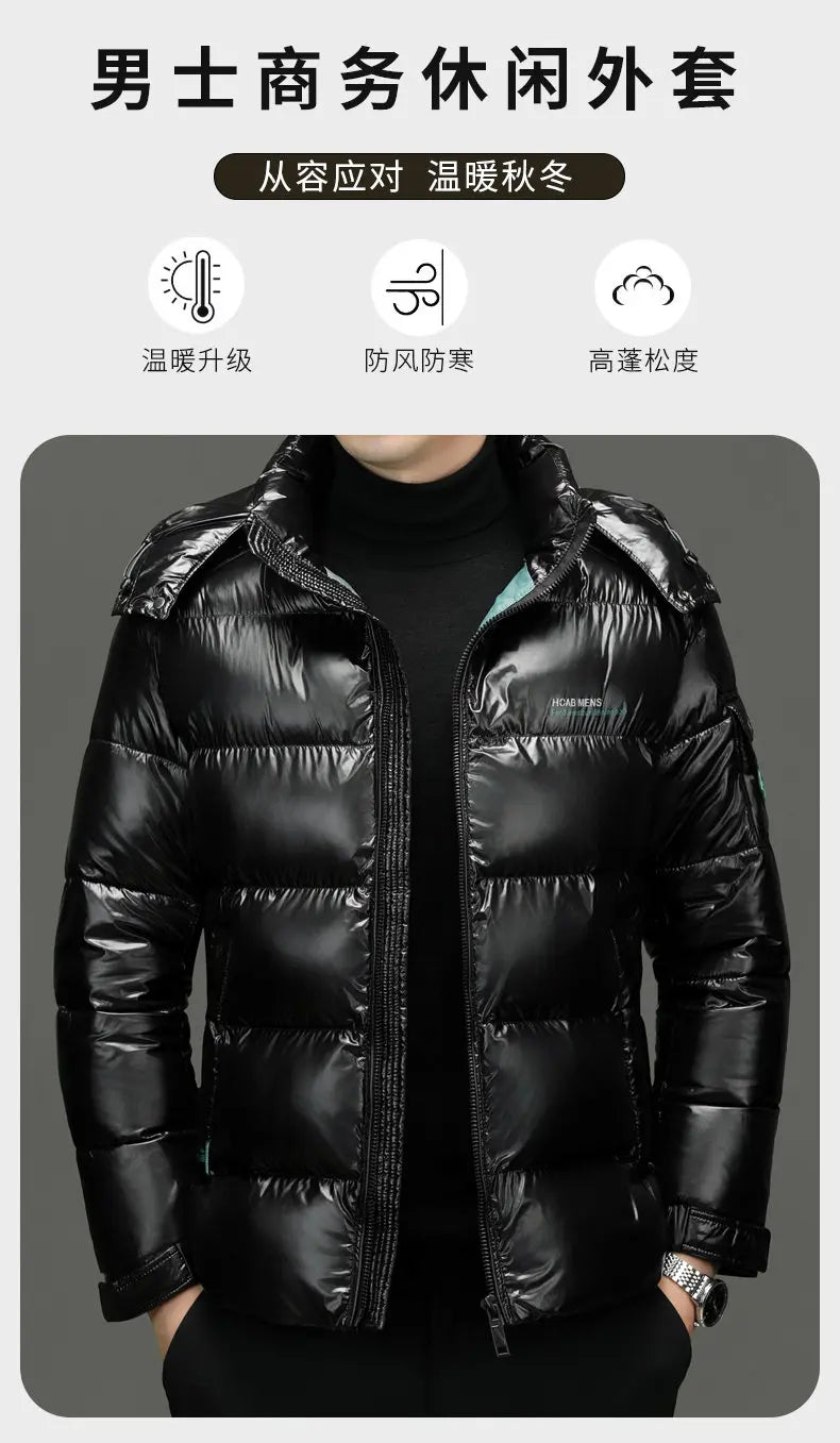 2025 Winter New High Quality Men's Bright Face Warm and Thick Windproof Down Cotton Coat Cotton Jacket Short Casual Comfortable