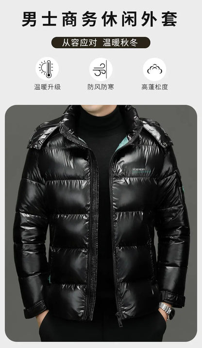 2025 Winter New High Quality Men's Bright Face Warm and Thick Windproof Down Cotton Coat Cotton Jacket Short Casual Comfortable