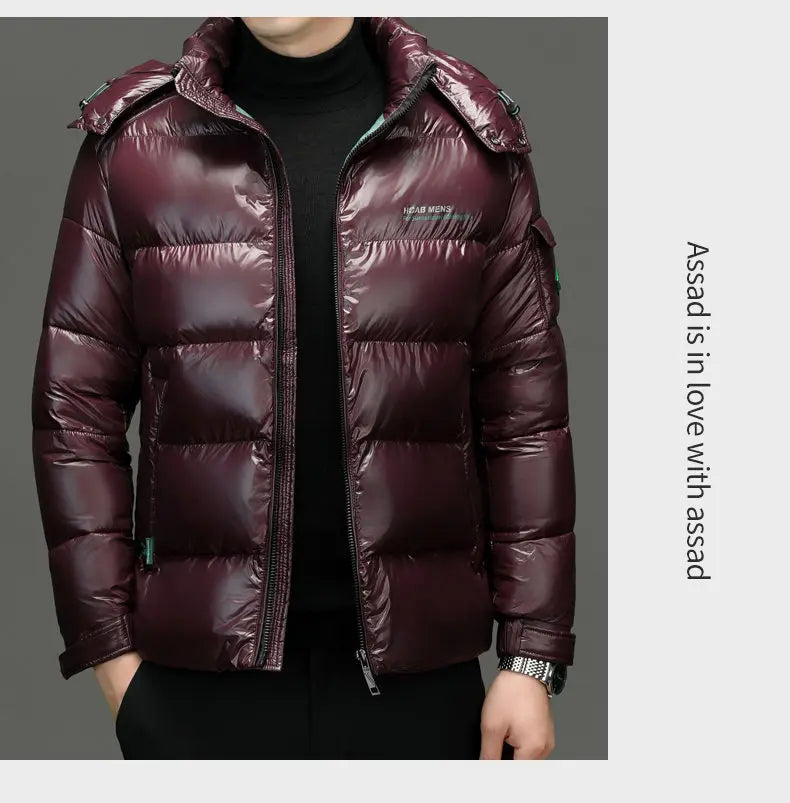 2025 Winter New High Quality Men's Bright Face Warm and Thick Windproof Down Cotton Coat Cotton Jacket Short Casual Comfortable