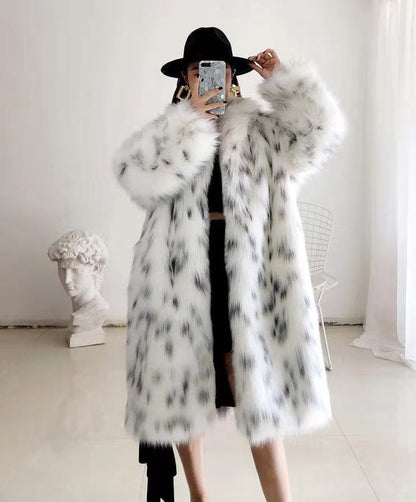 Women Winter New Faux Fox Fur Coats Ladies Casual Snow Warm Long Plush Outerw