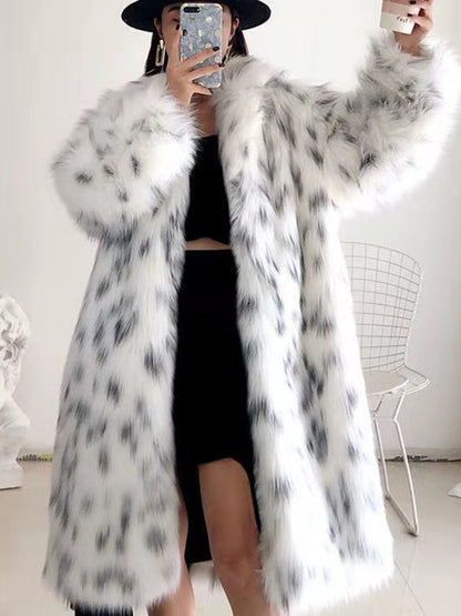 Women Winter New Faux Fox Fur Coats Ladies Casual Snow Warm Long Plush Outerw