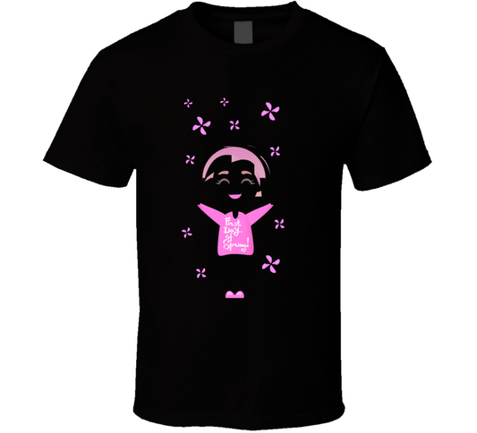 First Day Of Spring Lettering  Happy Girl In Pink Clothes With Flowers Isolated On T Shirt