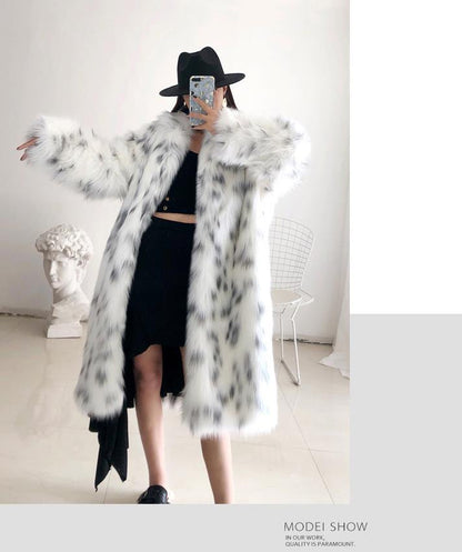Women Winter New Faux Fox Fur Coats Ladies Casual Snow Warm Long Plush Outerw
