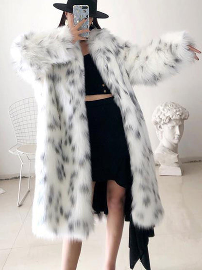 Women Winter New Faux Fox Fur Coats Ladies Casual Snow Warm Long Plush Outerw