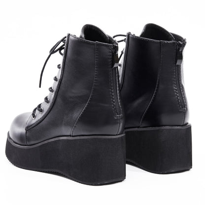 JIALUOWEI New Style Unisex&#39;s Shoes Punk Wedge Heel 7cm Pink Holographic Leather Halloween Costumes Gothic Ankle boots