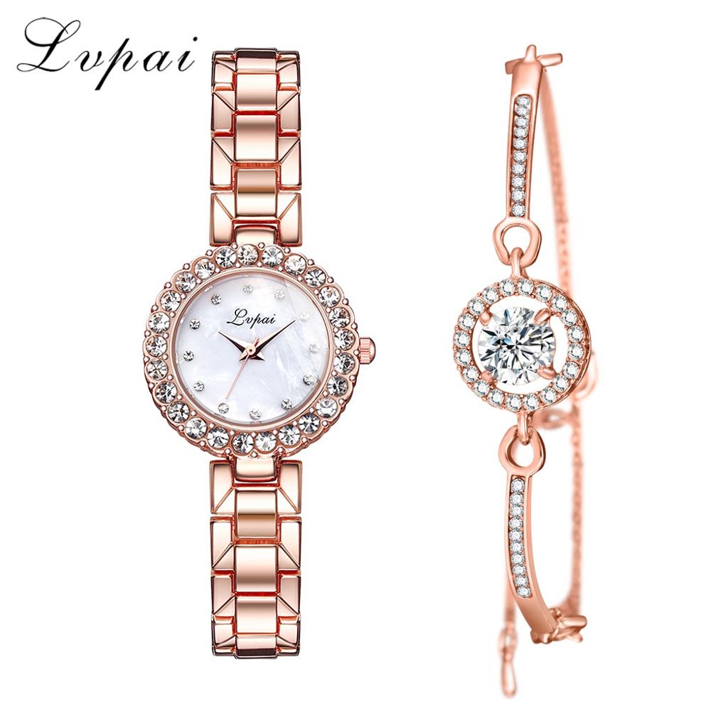 Lvpai Brand Luxury Bracelet Watches Set For Women Fashion Geometric Bangle Quartz Clock Ladies Wrist Watch Zegarek Damski