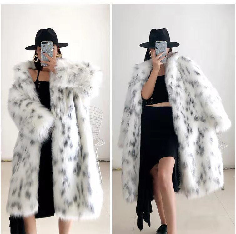 Women Winter New Faux Fox Fur Coats Ladies Casual Snow Warm Long Plush Outerw