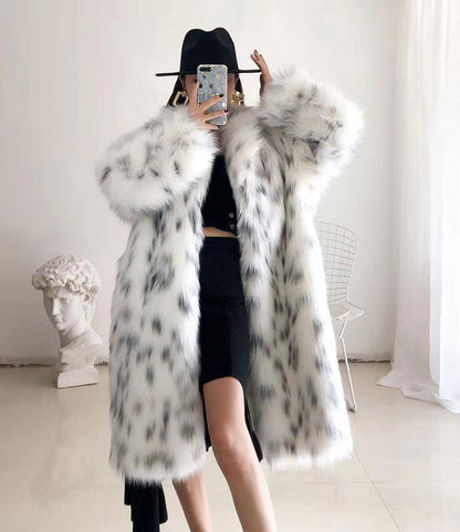 Women Winter New Faux Fox Fur Coats Ladies Casual Snow Warm Long Plush Outerw