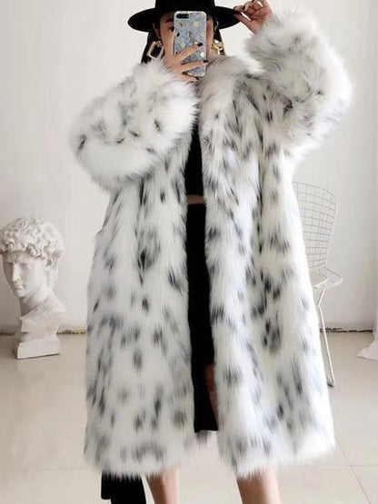 Women Winter New Faux Fox Fur Coats Ladies Casual Snow Warm Long Plush Outerw