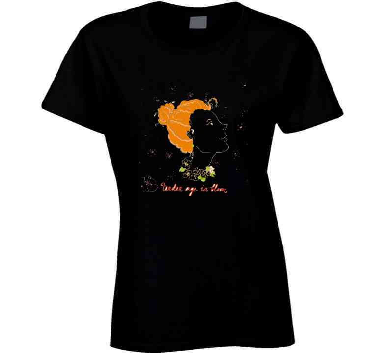 Vector Colroful Childlike Illustration Of A Young Ginger Girl With Floral Wreath T Shirt