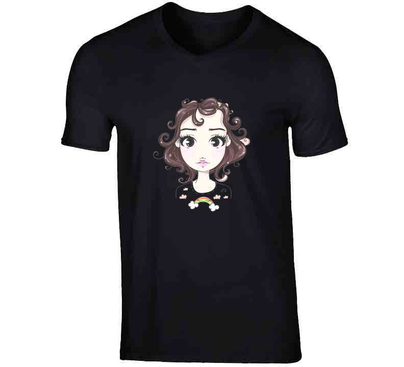 Cute Fashion Teen Girl Little Miss Fashion Girl with Rainbow Cartoon Character