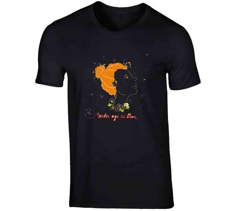 Vector Colroful Childlike Illustration Of A Young Ginger Girl With Floral Wreath T Shirt