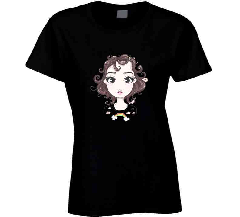 Cute Fashion Teen Girl Little Miss Fashion Girl with Rainbow Cartoon Character