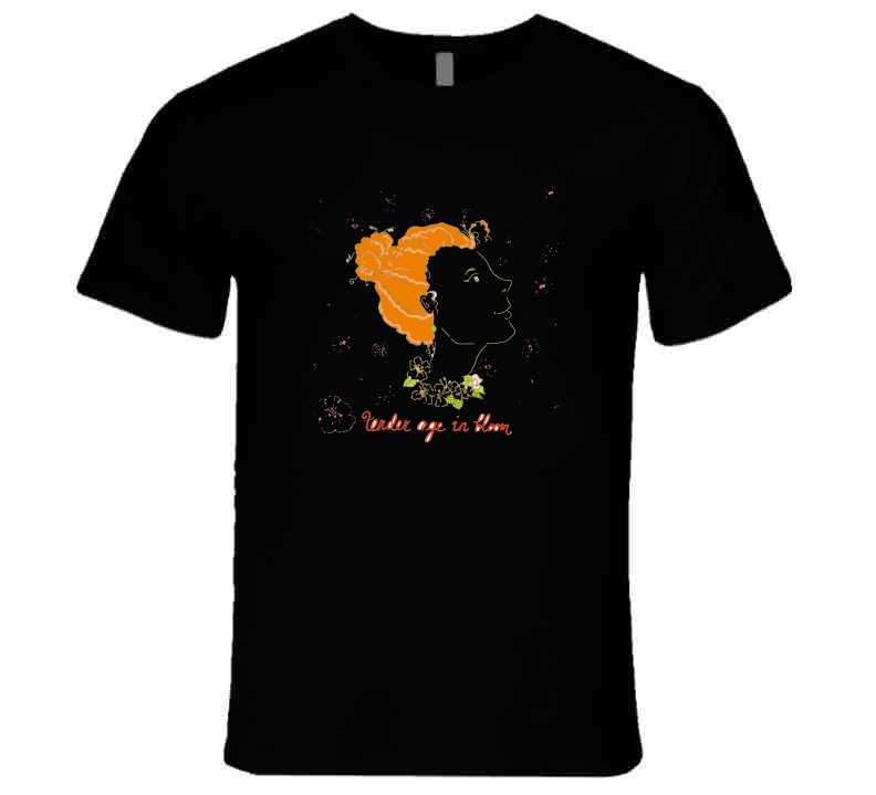 Vector Colroful Childlike Illustration Of A Young Ginger Girl With Floral Wreath T Shirt