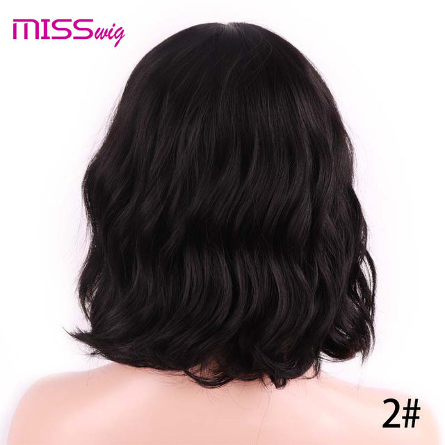 WIG Short Water Wave Synthetic hair Wig for Women Heat Resistant