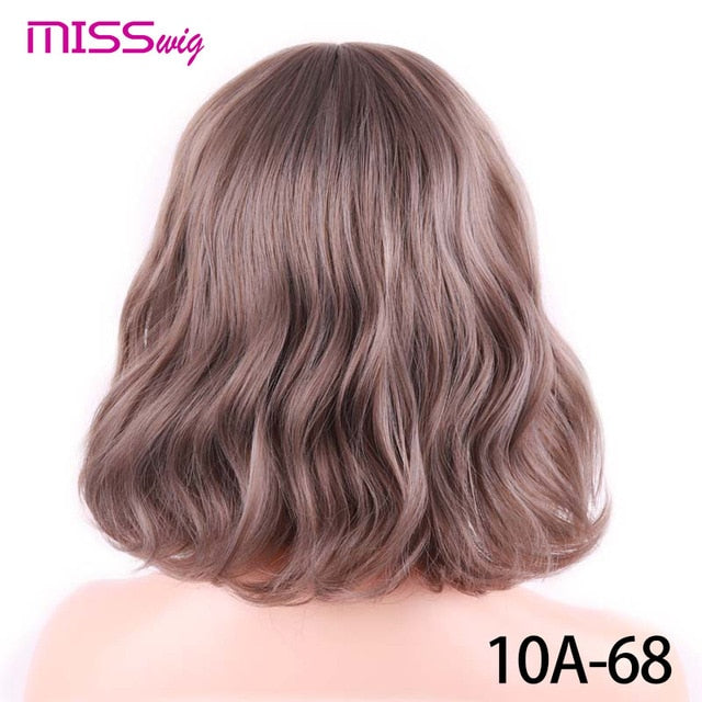 WIG Short Water Wave Synthetic hair Wig for Women Heat Resistant