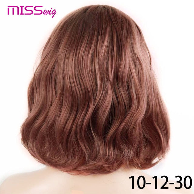 WIG Short Water Wave Synthetic hair Wig for Women Heat Resistant