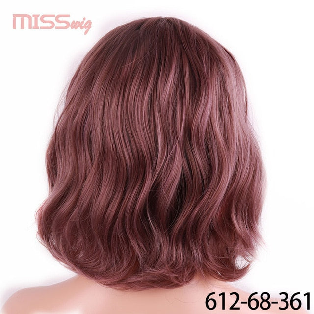 WIG Short Water Wave Synthetic hair Wig for Women Heat Resistant